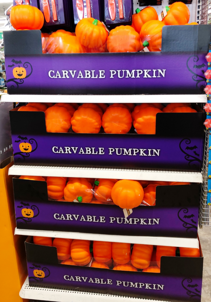 Carvable Pumpkins you can get at Dollar Tree.