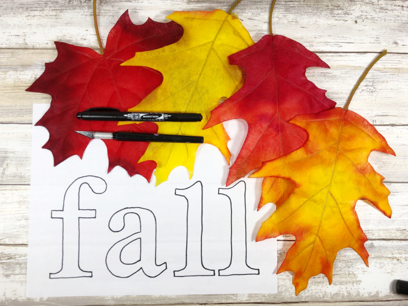 Fall Leaves with the knife, marker, and print out to make this fall leaves banner. 