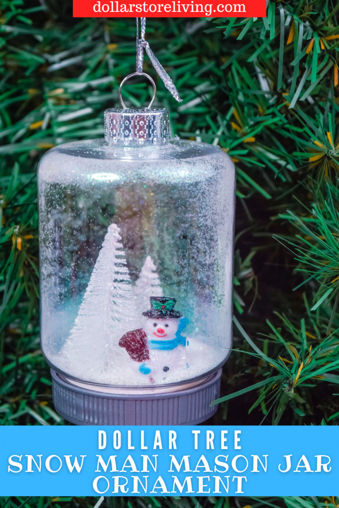 Let's make a Snowman Mason Jar Ornament with supplies from the Dollar Tree!