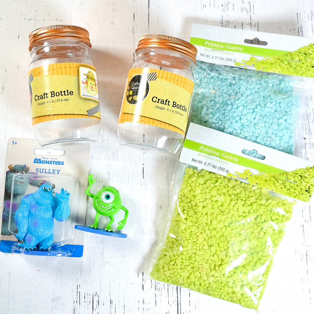 Supplies for the Dollar Tree Light Up Toy Jars