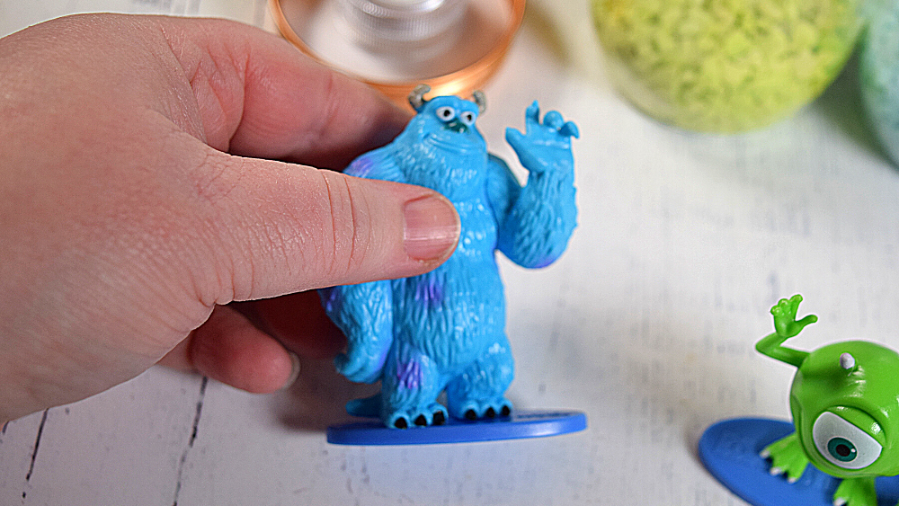 Disney mini figure, Sully, from the Dollar Tree with base. 